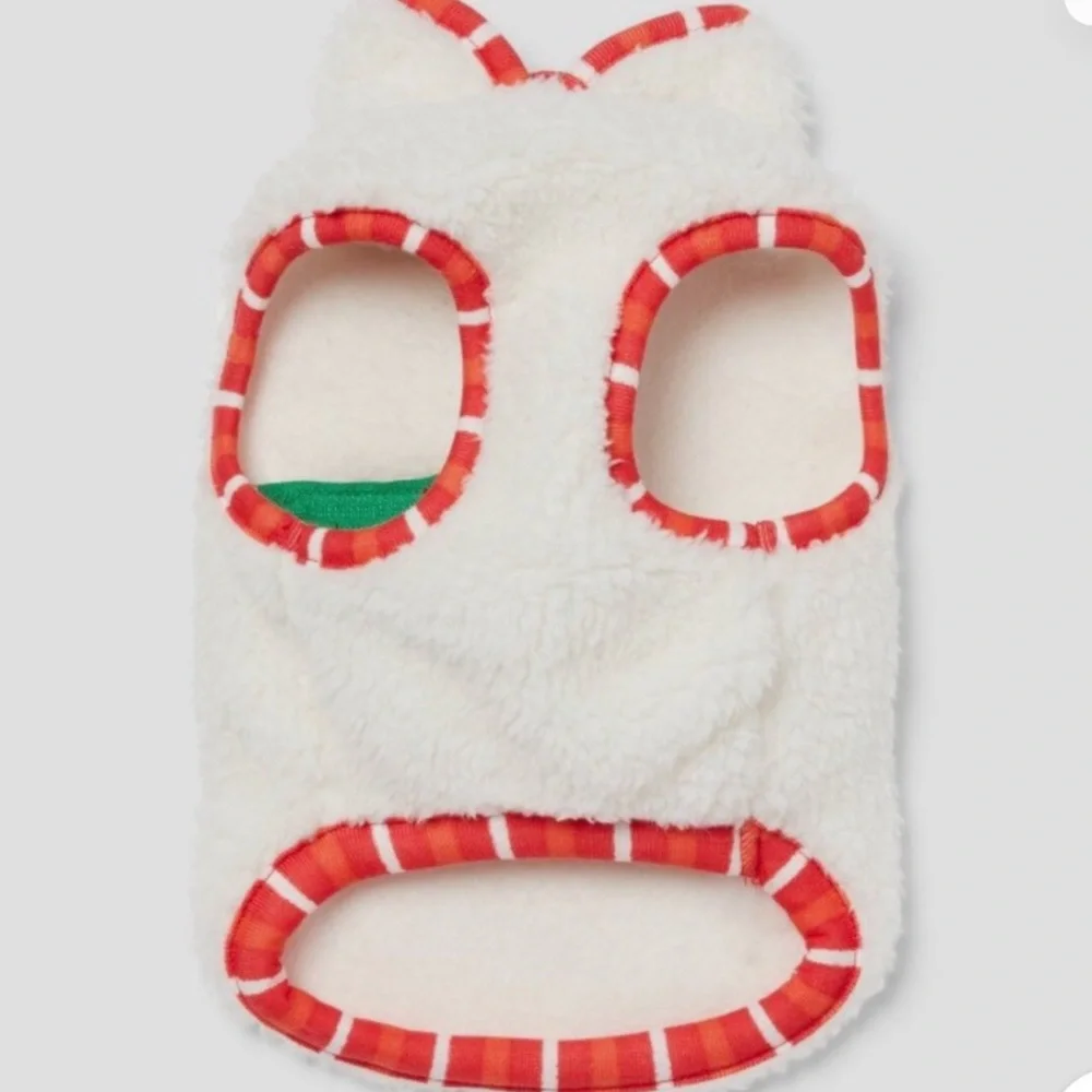 Wonderland Festive Red and White Pet Sweater Size Small